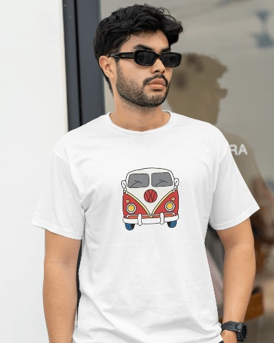 Men Graphics Printed Pure Cotton White T-shirt