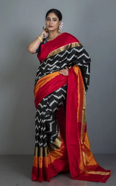 Designer Skirt Border Ikkat Pochampally Silk Saree