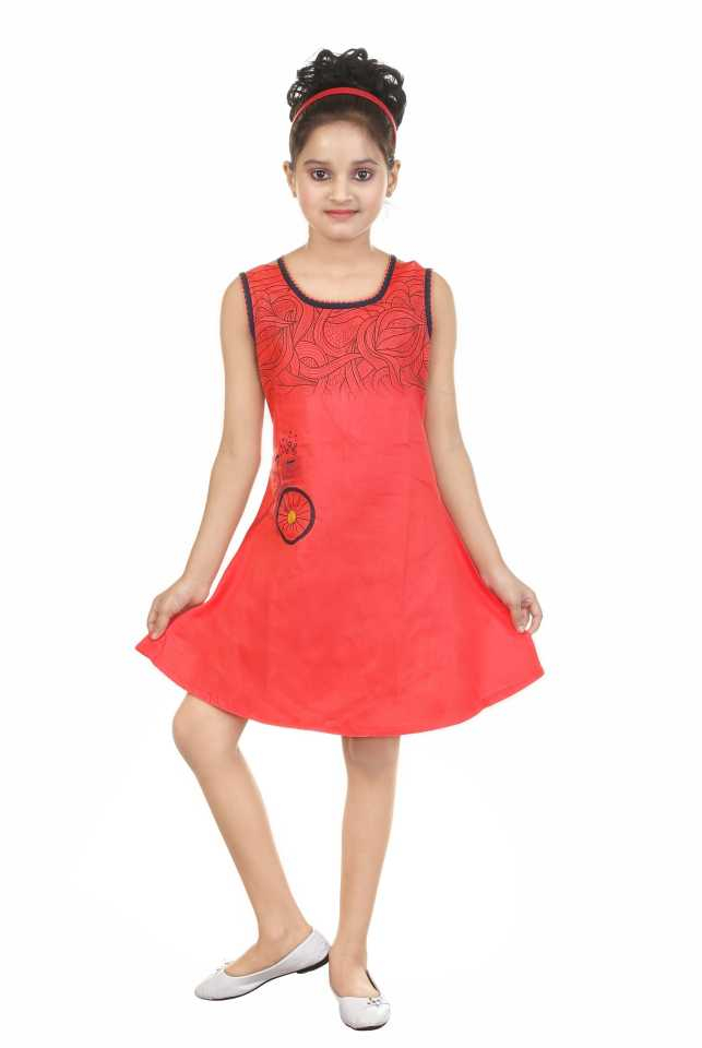 Baby Girl Dresses Red Color  Frock with Sequinns Embroidery