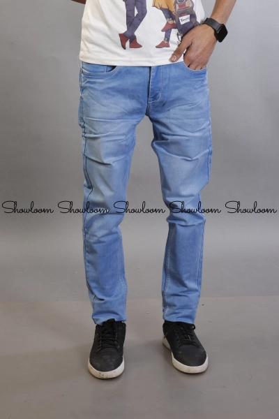 Men’s Slim Fit Mid Rise Denim Light Blue Jeans