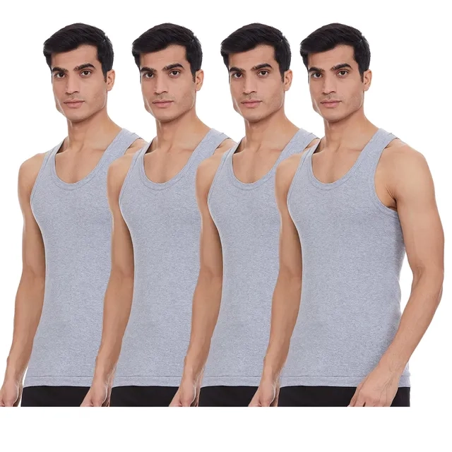 Pack Of Four Grey Cotton Vests