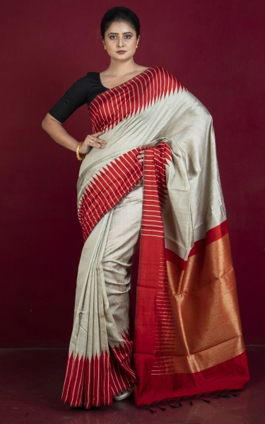 Handwoven Dupion Raw Silk Saree with Rich Pallu