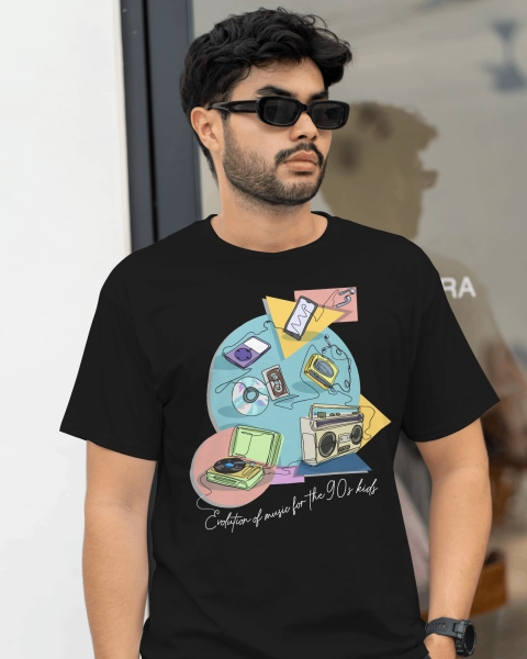 Men’s Graphics Printed Pure Cotton Black T-shirt