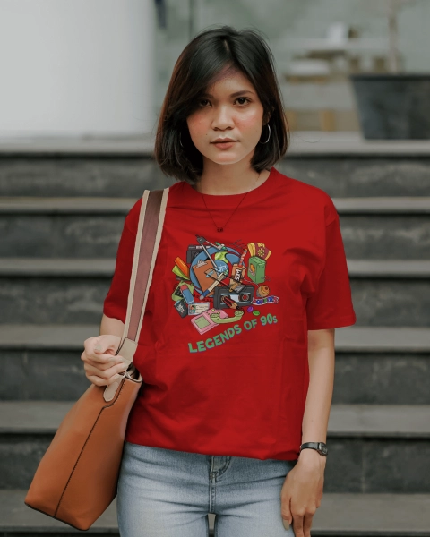 Women’s Graphics Printed Pure Cotton Red T-shirt