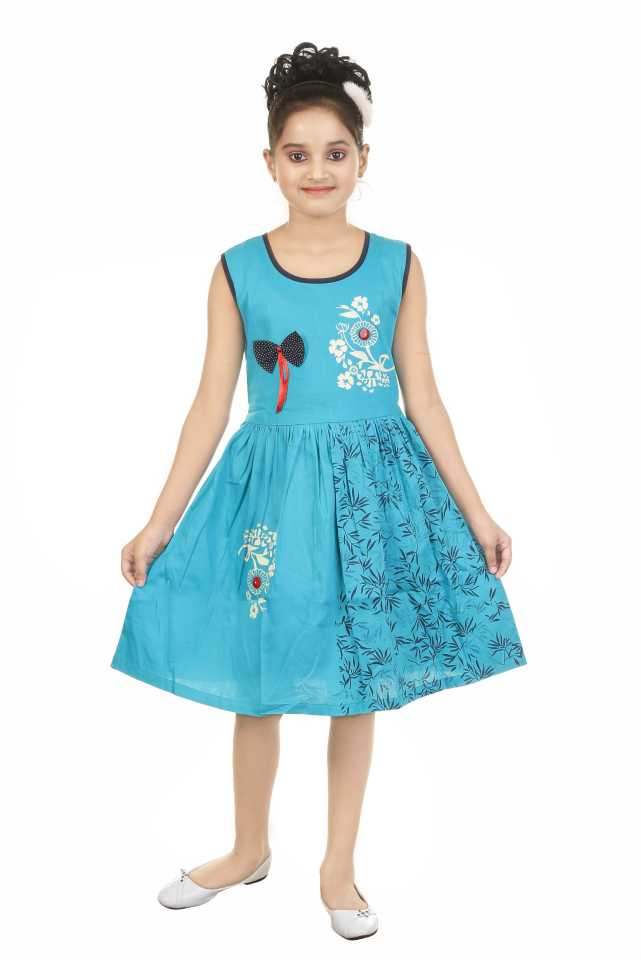 Baby Girl Dresses Blue  Color Frock with Sequinns Embroidery