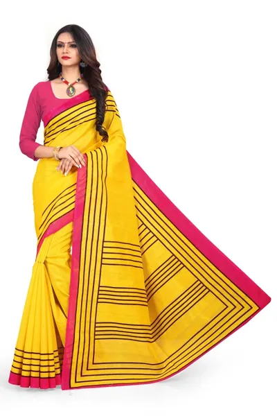 SVB Saree  Yellow Bhagalpuri Silk Saree With Blouse Piece