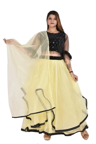 Women's Art Silk Stitched Lehenga Choli with Dupatta