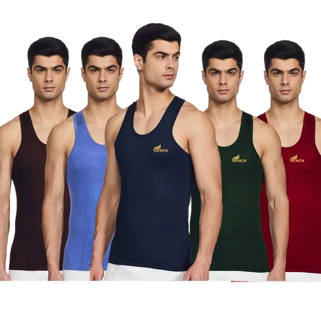 Pack of Five Multicolour Cotton Vests