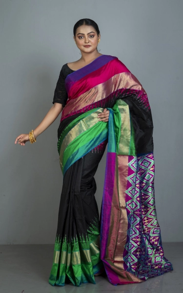 Designer Skirt Border Ikkat Pochampally Silk Saree