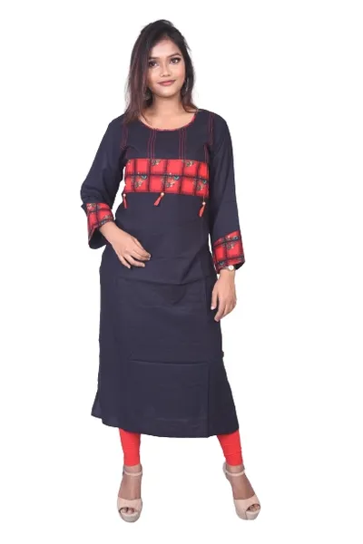 Fashionable Rayon Blue Kurti For Women