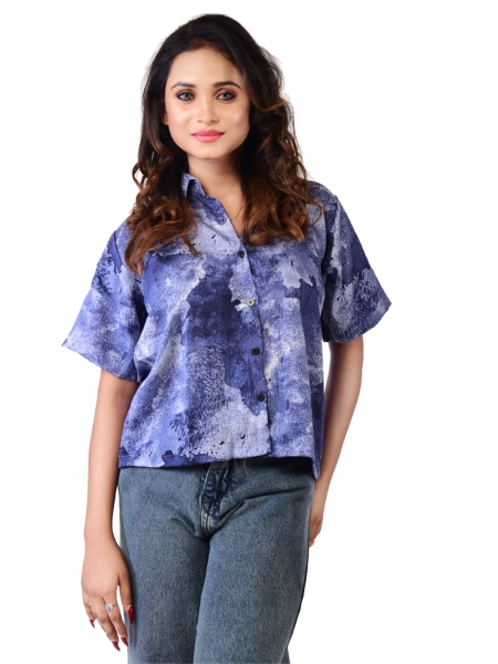 Women Stylish Spread Collar Casual Short Shirt