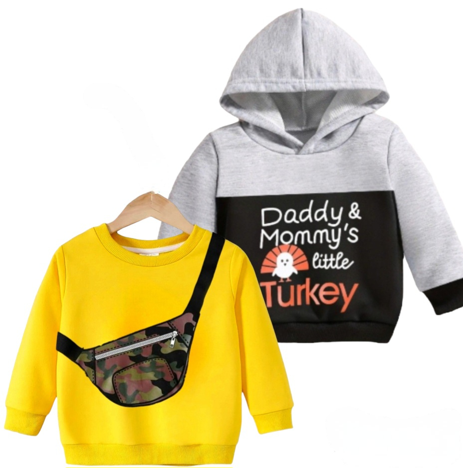 Girls & Boys Comfortable Hoodie and Sweatshirt Pack Of 2