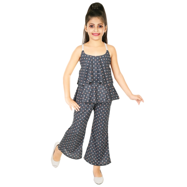 Stylish Beautiful Sleveless Peach Color Top-Pant Set For Kids