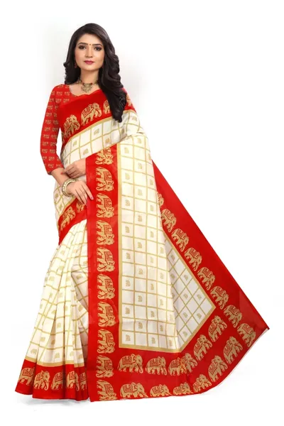 SVB Saree  Red Mysore Silk Saree With Blouse Piece