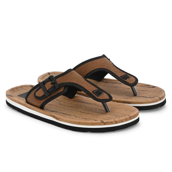 Men's Casual Tan Color Slippers Lightweight Design