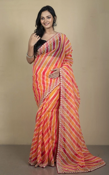 Bold and Fashionable Soft Organza Zardozi Silk Saree