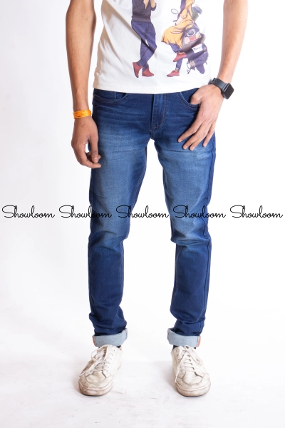 Men’s Slim Fit Mid Rise Denim Blue Jeans