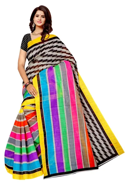 SVB Saree  Printed Bhagalpuri Silk Saree With Blouse Piece