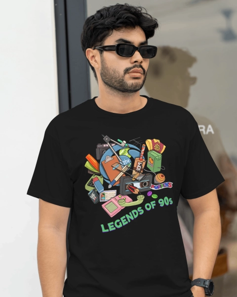 Men’s Graphics Printed Pure Cotton Black T-shirt