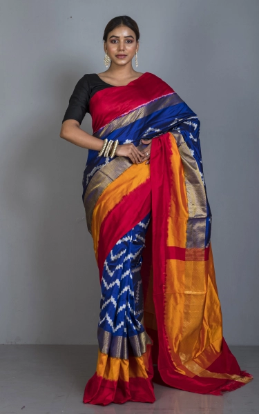 Designer Skirt Border Ikkat Pochampally Silk Saree