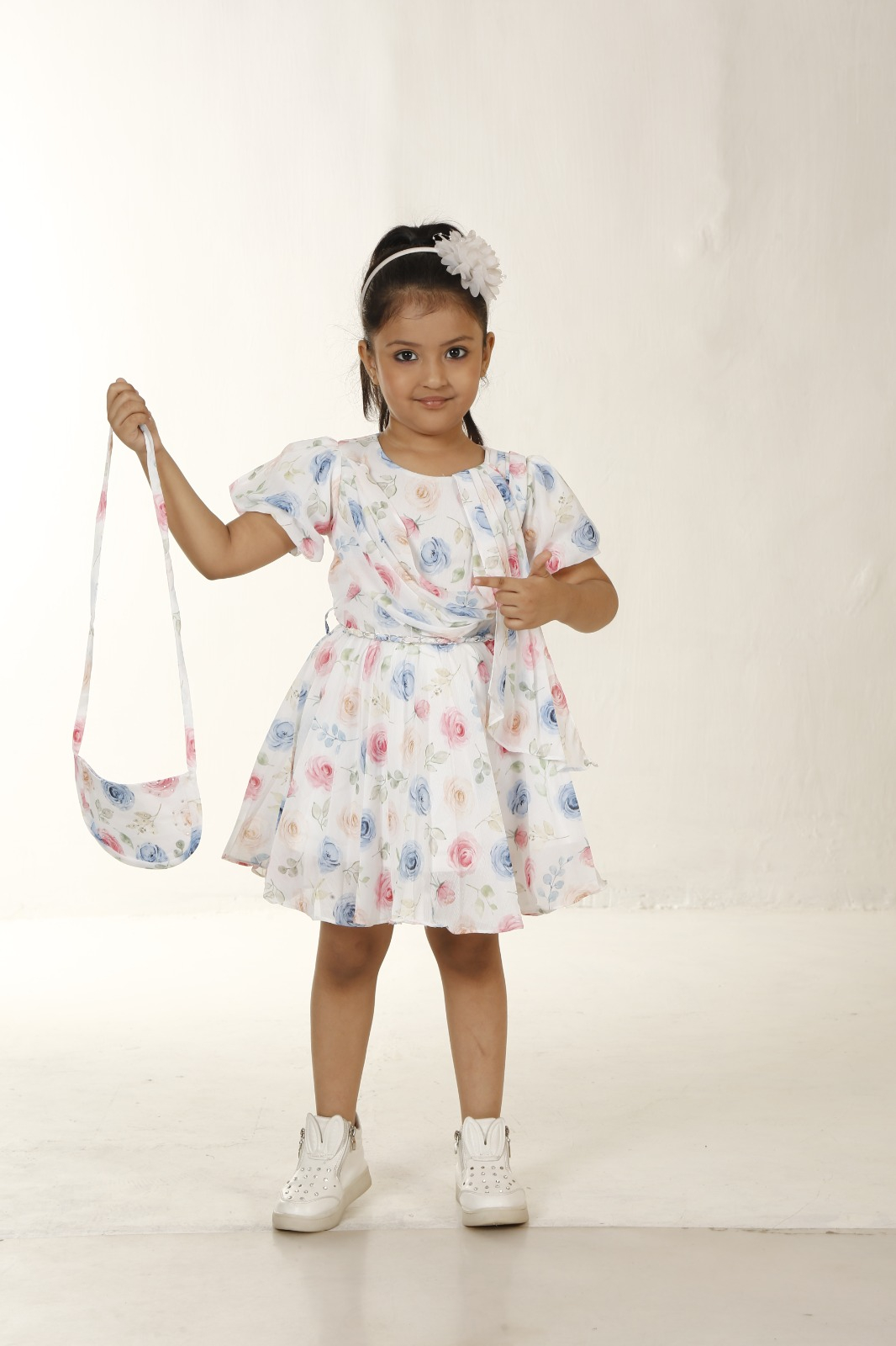 Digital Printed Frock With Printed Sling Bag