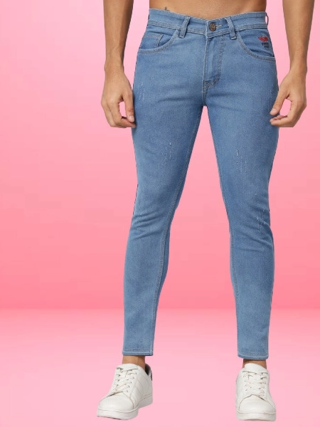 Skinny Light Blue Denim Jeans For Men