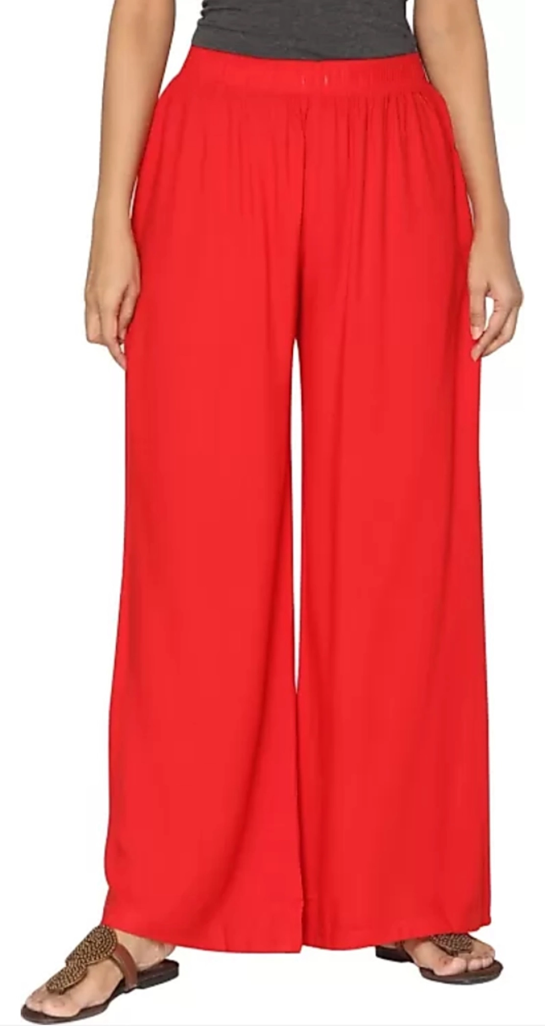 Women Red Rayon Palazzo