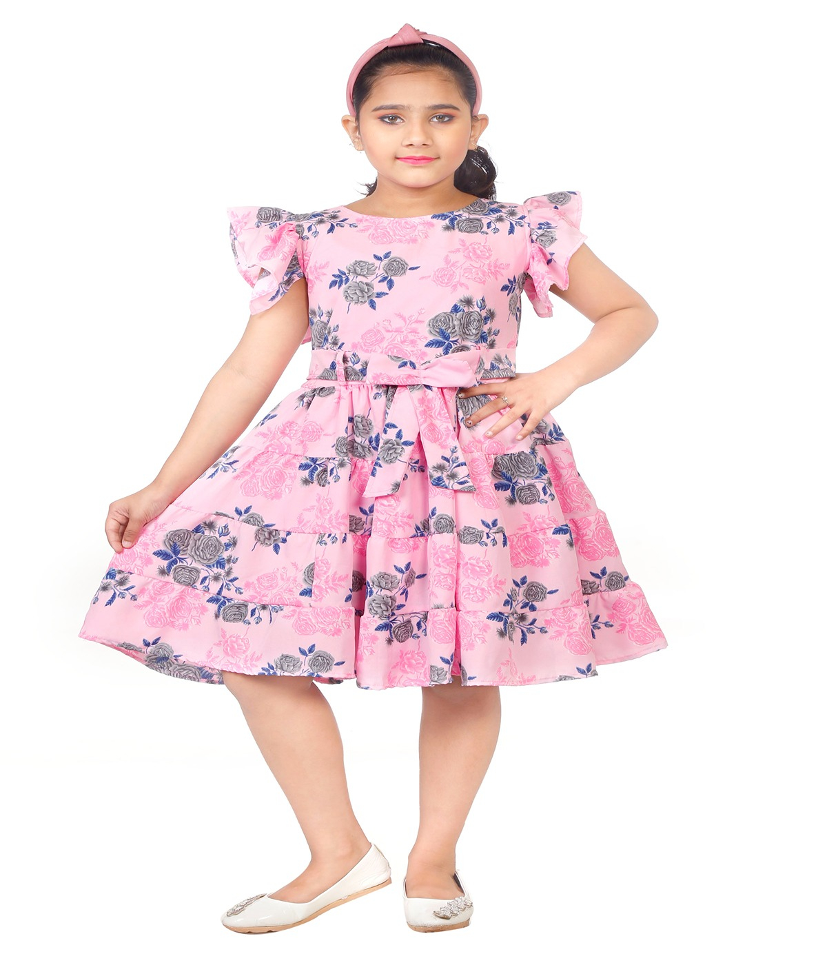 Baby Girl Dresses Pink  Frock with Sequinns Embroidery