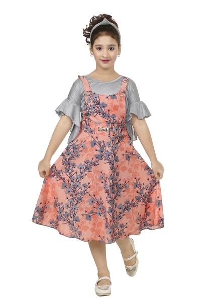 Orange Floral Pathani Dress For Kids