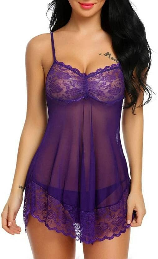 SassyTouch Self Design Babydoll Dress With Panty