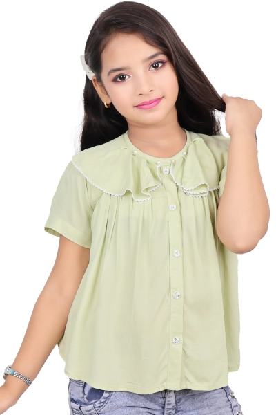 Stylish Light Green Color  Half Sleeve Top For Girls