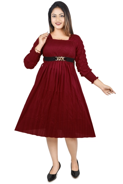 Women's Brown Color Long Sleeve Gown