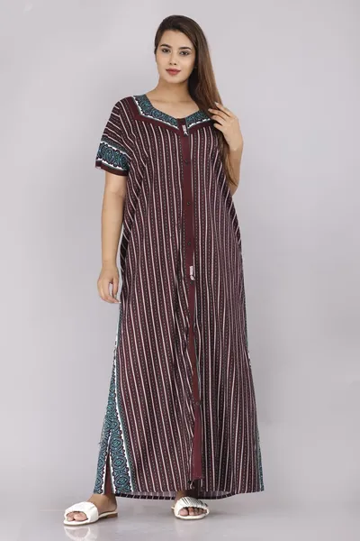 Premium Cotton Striped Print Nighty