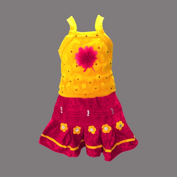 Skirt and Top in Green and Yellow colour set For kids