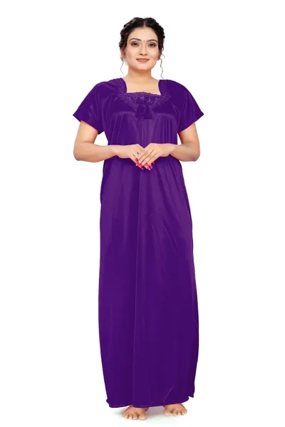 Embriodered Pure Lycra Night Gown with Latkan