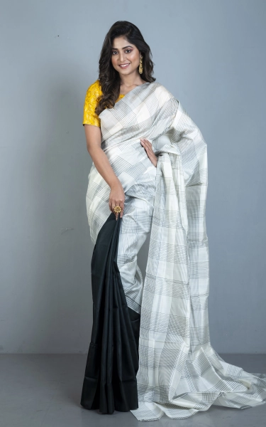 Half and Half Soft Bishnupuri Designer Katan Silk Saree