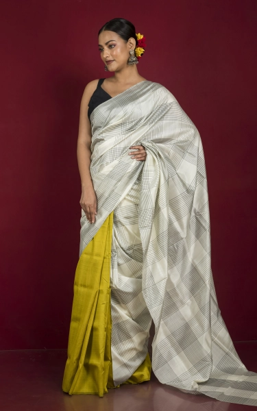 Half and Half Soft Bishnupuri Katan Silk Saree