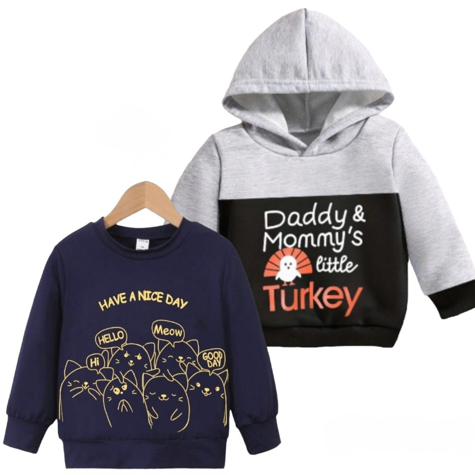 Girls & Boys Comfortable Hoodie and Sweatshirt Pack Of 2