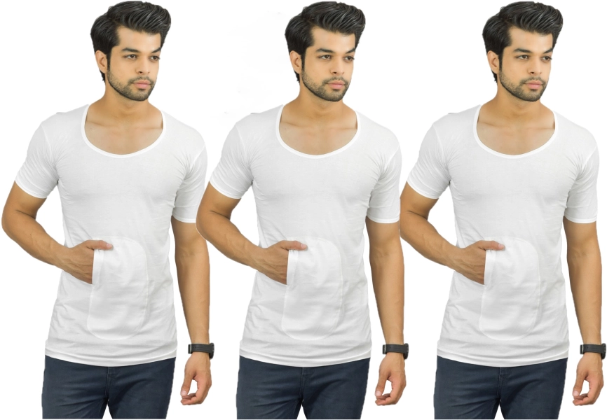 Cotton Fabric  Half Sleeve Vest for Man (Pack of 3)