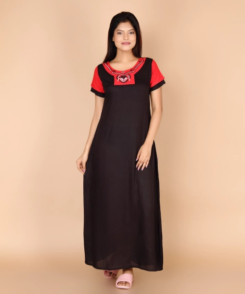 Women Cotton Embroidery Nighty