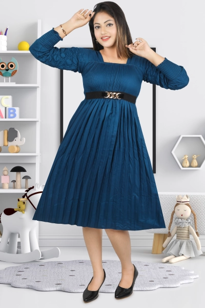 Party Dess For Women Gorgeous Blue With Full Sleeve Gown