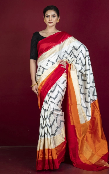 Designer Skirt Border Ikkat Pochampally Silk Saree