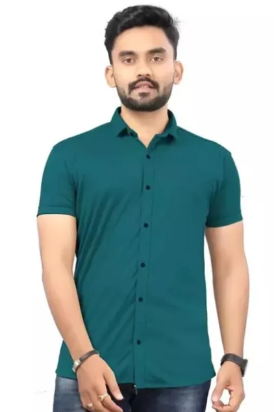 Darkgreen Casual Wear Regular Fit  Shirt For Men