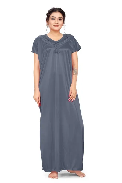 Embriodered Pure Lycra Night Gown with Latkan