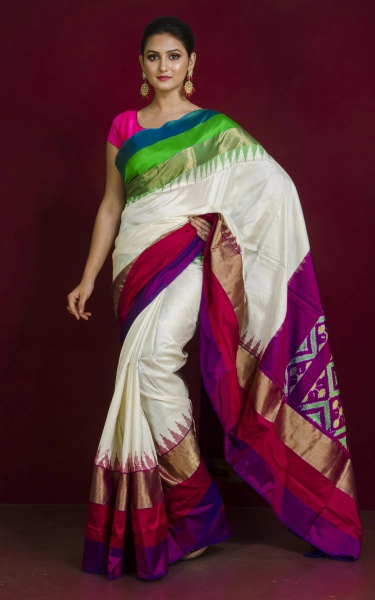 Designer Skirt Border Ikkat Pochampally Silk Saree