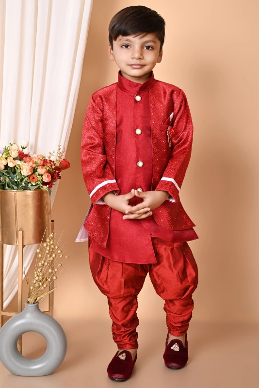 Traditional Bright Beautiful Baby Boys Full Sleeve Kurta Pajama Set