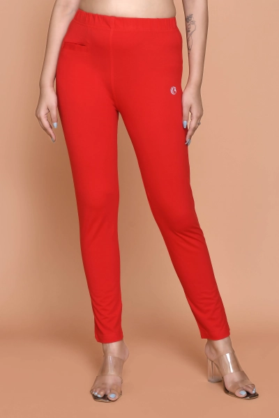 Women Slim Fit Slub Cotton Straight Pant