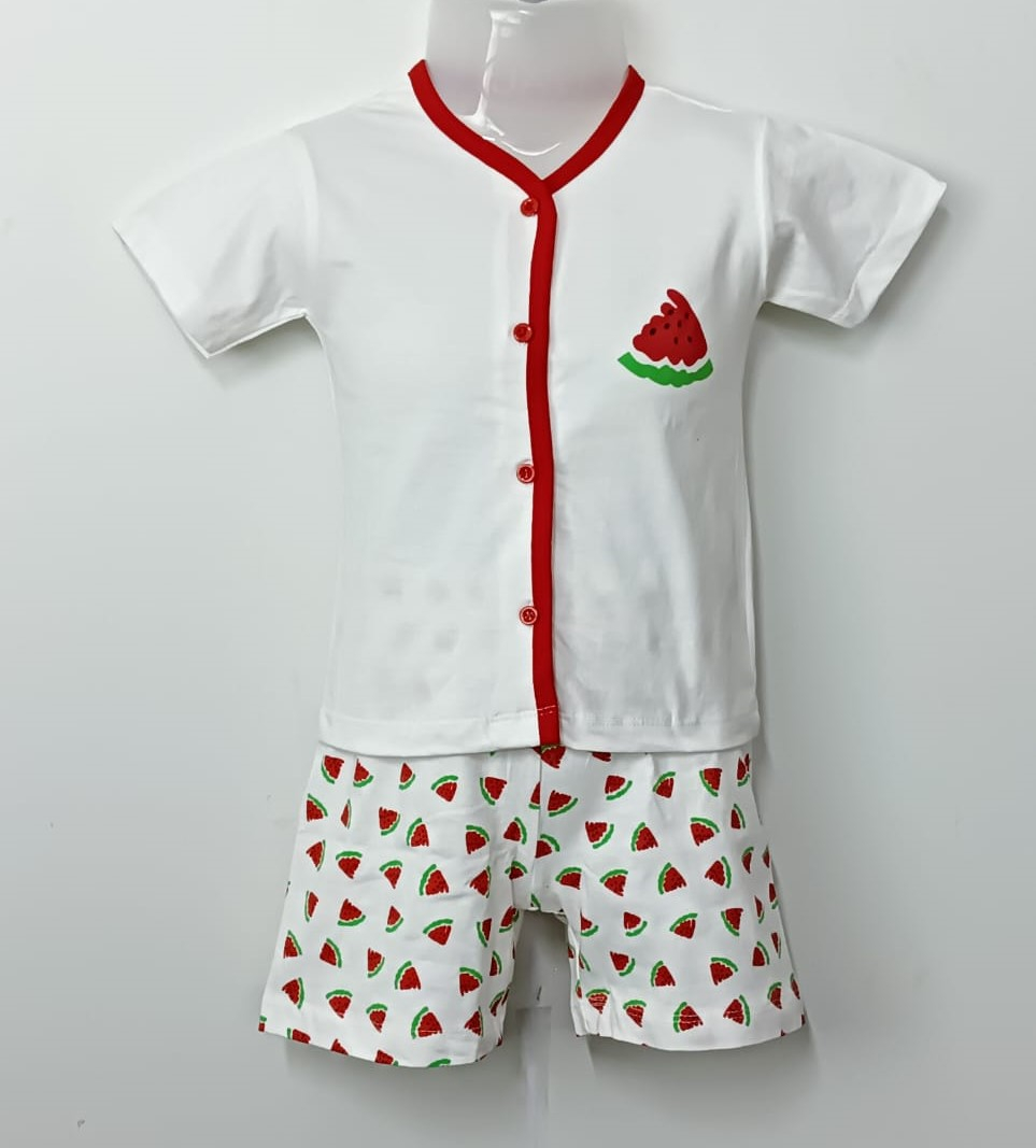 Baby Boys Graphic Printed Pure Cotton T-shirt With Button Short Pant