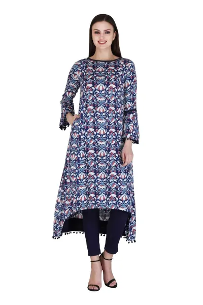 Women Boat Neck Printed  Kurti For Women