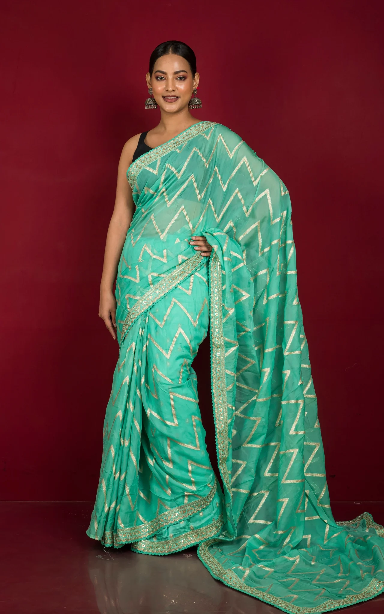 Designer Organza Georgette Zardozi Saree